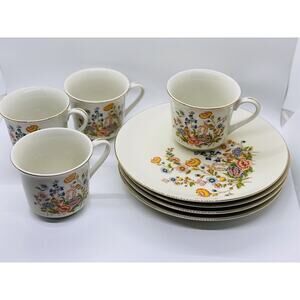 Vintage Robinson Design Group Ceramic Luncheon Plates and Mugs 1989 - Set Of 4
